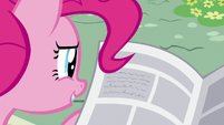 Pinkie reading news article about Fillydelphia S7E18