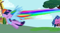 Rainbow Dash crashes into Twilight S1E01