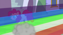 Rainbow Dash speeds past Pinkie Pie S9E1
