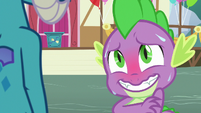 Spike blushing and sweating at Ember S7E15