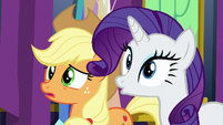AJ and Rarity in varying degrees of surprise S7E1