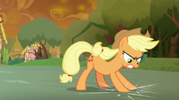 Applejack smashing the small vines S9E2