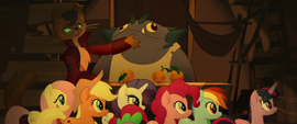 Capper leads Mane Six down an alleyway MLPTM