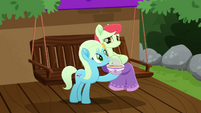 Mare offering bowl of soup to her friend MLPRR