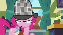 Pinkie Pie blows a single bubble in anger S7E23