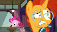 Pinkie Pie sulking behind Sunburst S9E16