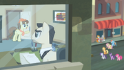 Ponies resembling Mad Men characters in an office S4E08