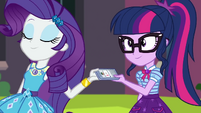 Rarity giving Twilight's phone back to CYOE3a