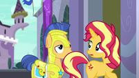 Sunset Shimmer looks back at Flash Sentry EGFF