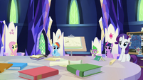 Applejack's friends all looking at her S9E4