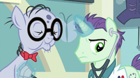 Doctor looks at the Cutie Mark Crusaders S6E4