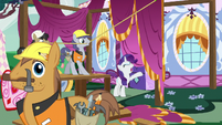 Rarity tells the construction ponies to stop building S7E9