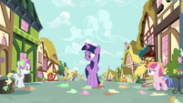 Twilight looks disapprovingly at the fillies S7E14