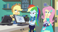 AJ and Rainbow roll their eyes at Fluttershy EGFF