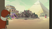 Broken Somnambula in the village square S7E18