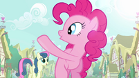 Pinkie Pie waves to Sweetie Drops S2E18