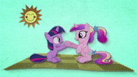Young Twilight and Cadance clap their hooves BFHHS1