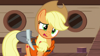 Applejack confused by Pinkie's behavior S6E22