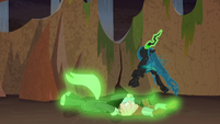 Chrysalis forces Tirek and Cozy on the floor S9E8