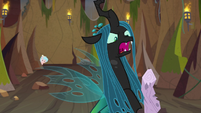 Chrysalis talking to a log of wood S9E8