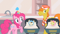 Pinkie Pie carefully checking S2E13