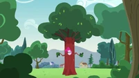 "Tree." (How did she even bring this suit here?)