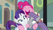 Pinkie Pie hugs Rarity and Maud S6E3