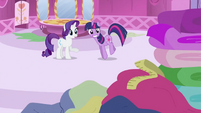 Rarity and Twilight Sparkle looking at measuring tape S2E03