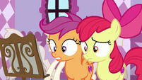 Scootaloo and Apple Bloom showing a bit of nervousness S6E4