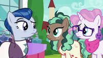 Sleek and Bookstore ponies look at each other S8E8