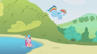 Rainbow Dash, about to dash again.