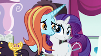 Rarity reassuring Sassy Saddles S7E6