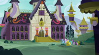 Twilight and company approach the School for Gifted Unicorns S5E12