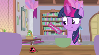 Twilight notices a ladybug on the table MLPS4