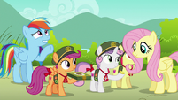 Fluttershy buys cookies; Rainbow waves at Harry S6E15