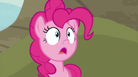 Pinkie Pie looking surprised at Fluttershy S6E18