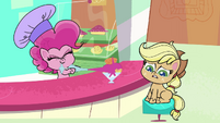 Pinkie squirts icing on Applejack's ice cream PLS1E3a