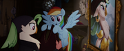 Rainbow giving Celaeno her pirate hat MLPTM