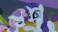 Rarity is giving ideas, Sweetie Belle is not amused.