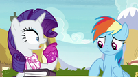 Rarity gasps in shock at Rainbow Dash S8E17