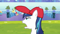 Shining Armor shouting to athletes S3E12