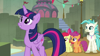 Twilight eager to see the Hippogriff village S8E6