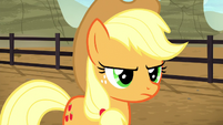 Applejack looking sternly at Braeburn S5E6