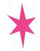 pink-lilaner, sechs-spitziger Stern umgeben von 5 kleinern weißen Sternen