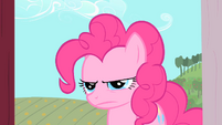 Pinkie Pie gives Applejack a stare S1E25