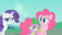 Rarity, Pinkie and Spike looking around S1E26