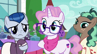 Sleek and Bookstore ponies look back at Stellar S8E8