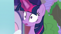 Twilight Sparkle in wide-eyed horror S9E5