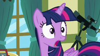 Twilight Sparkle looking behind her in shock S7E3