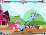 Rainbow Dash and Pinkie Pie fighting in Sweet Apple Acres Fighting is Magic